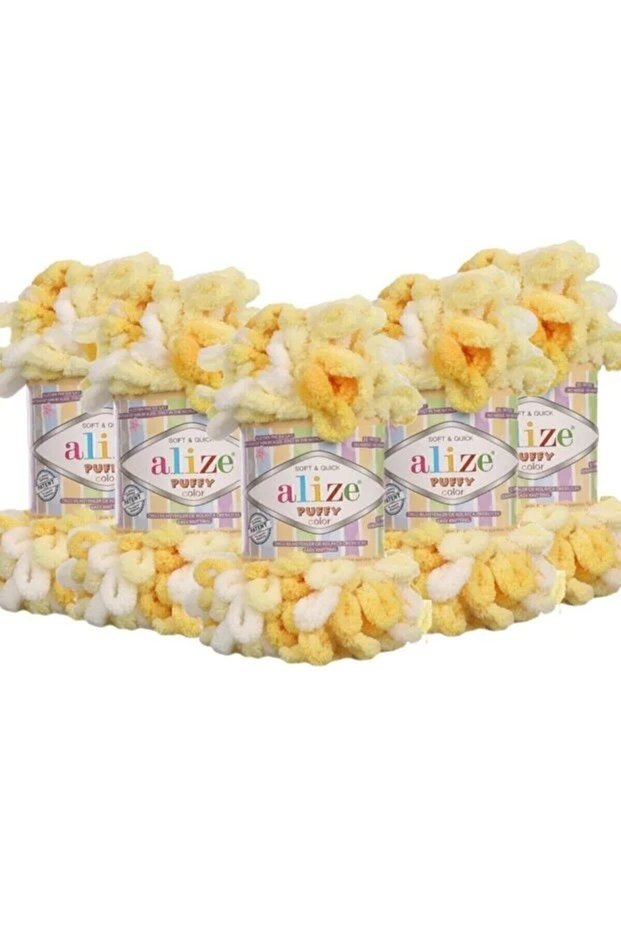 7 Pieces - Puffy Color 5921 Baby Blanket Yarn Set - Hand Knitting Yarn - 90X90Cm