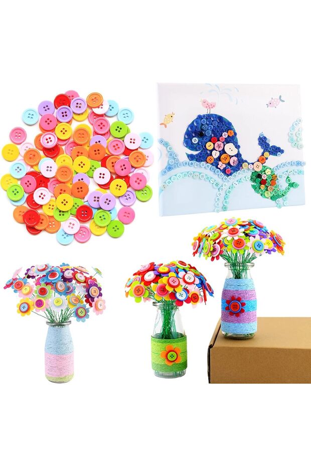 أزرار دائرية ملونة متعددة الألوان 2.2 سم - 25 قطعة - 4