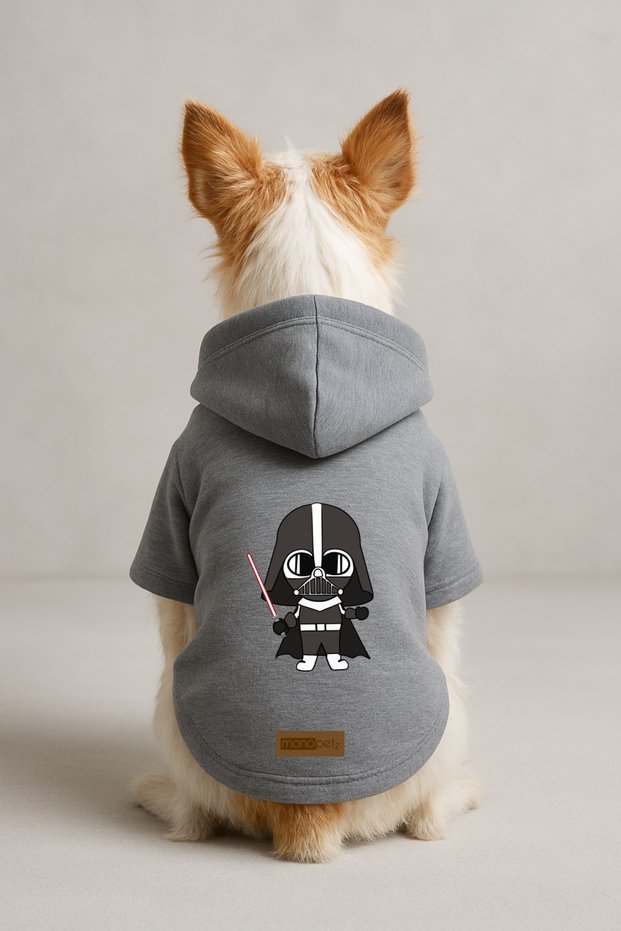 Printed Dog and Cat Outfit & Dress with Fleece Inside - Grey Color K Hooded Hoodie Bfe3A