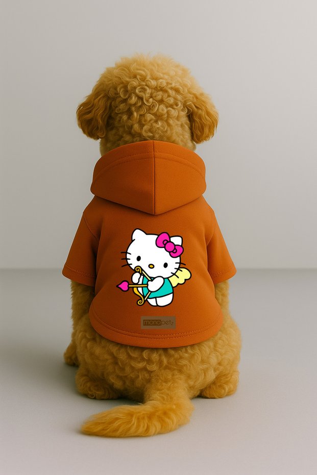 Printed Dog and Cat Clothing & Dress with Fleece Inside - Orange Color K Hooded Hoodie B8228