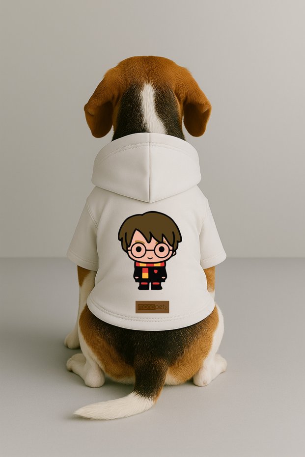 Printed Dog and Cat Clothing & Dress with Fleece Inside - White Color K Hooded Hoodie B30B6