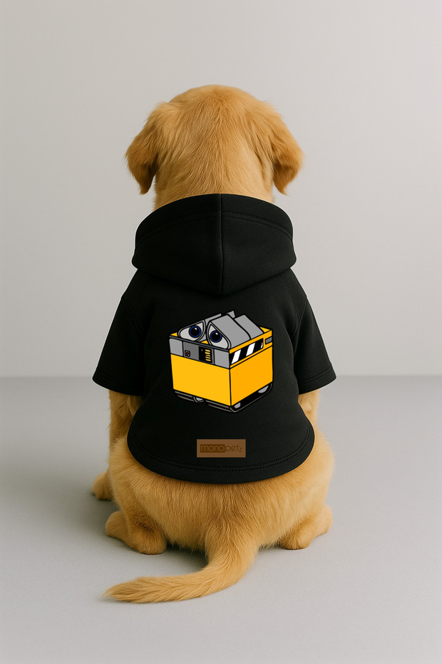 Printed Dog and Cat Clothing & Dress with Fleece Inside - Black Color K Hooded Hoodie B439B