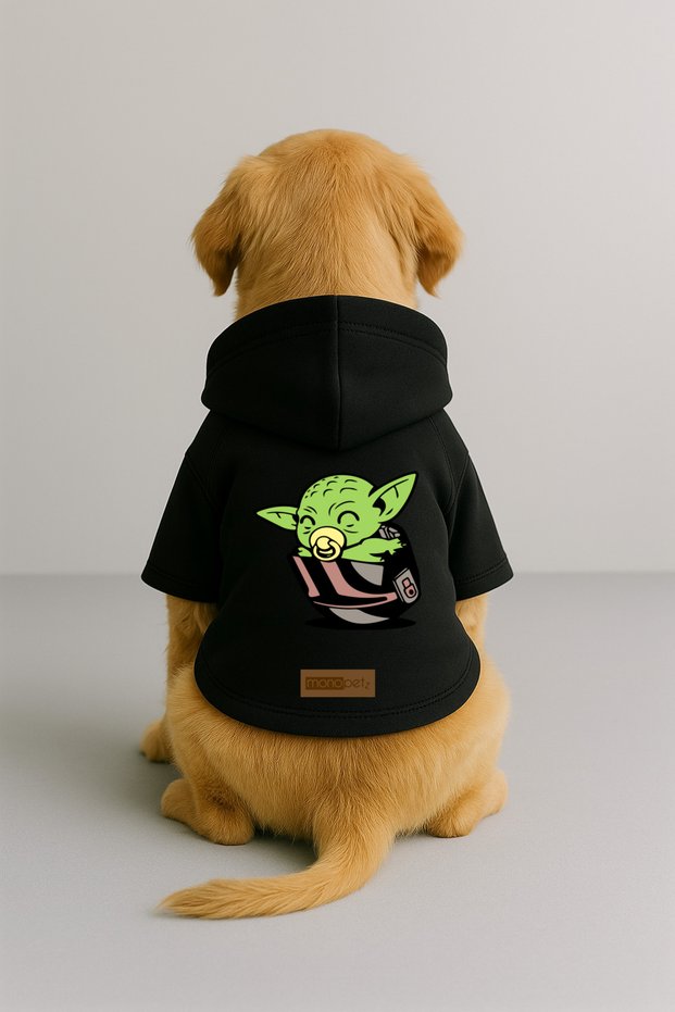 Printed Dog and Cat Clothing & Dress with Fleece Inside - Black Color K Hooded Hoodie B729A