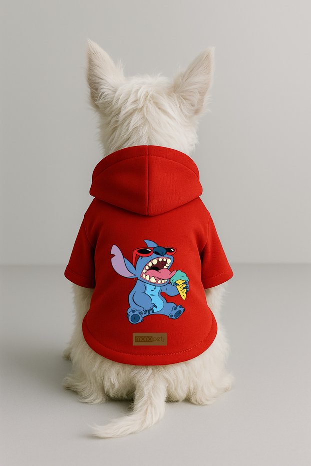 Printed Dog and Cat Clothing & Dress with Fleece Inside - Red Color K Hooded Hoodie Bb21D