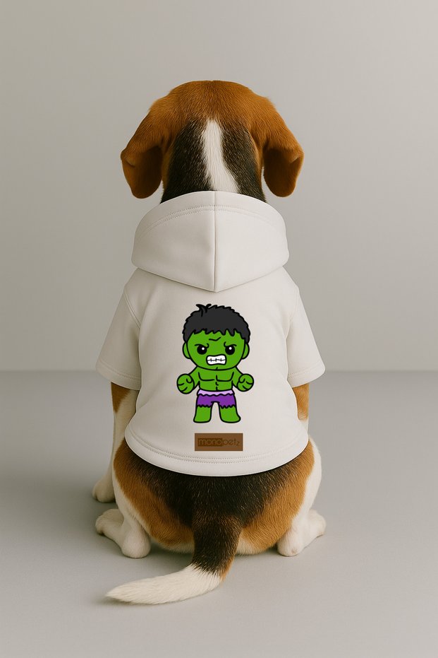 Printed Dog and Cat Clothing & Dress with Fleece Inside - White Color K Hooded Hoodie Bfdfc