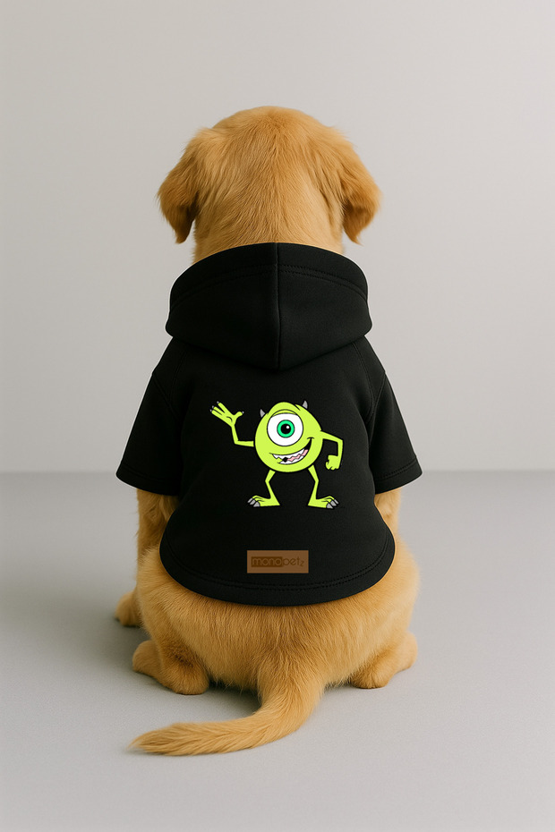 Printed Dog and Cat Clothing & Dress with Fleece Inside - Black Color K Hooded Hoodie B7618