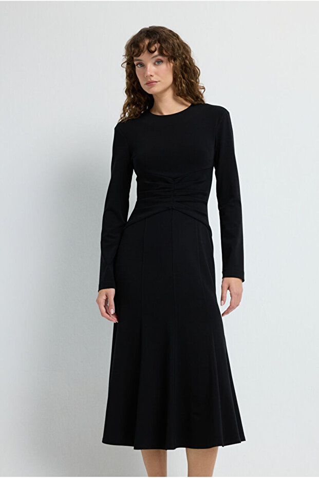 Büzgü Detaylı Örme Elbise - 2