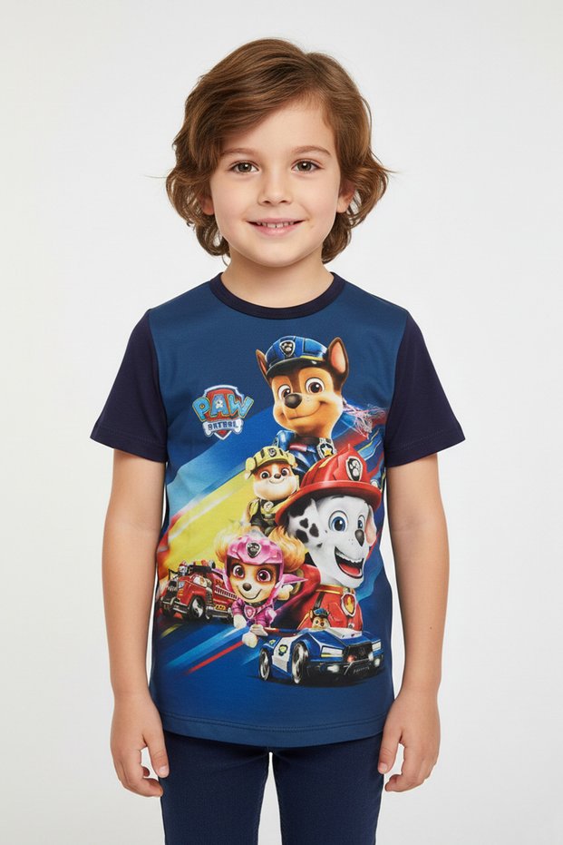 Boys Crew Neck Relax Fit Cotton Paw Patrol Heroes Printed Short Sleeve T-Shirt
