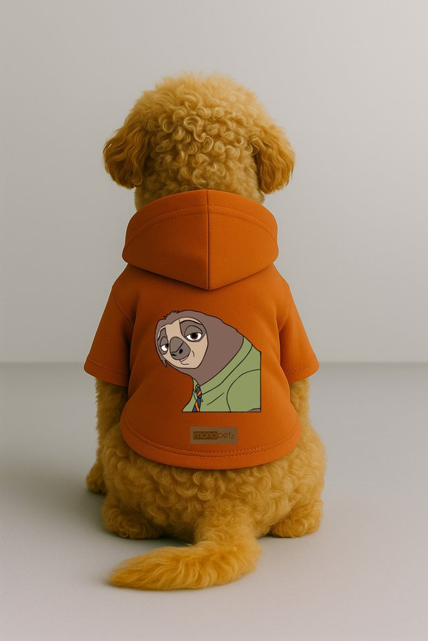 Printed Dog and Cat Clothing & Dress with Fleece Inside - Orange Color K Hooded Hoodie B2065