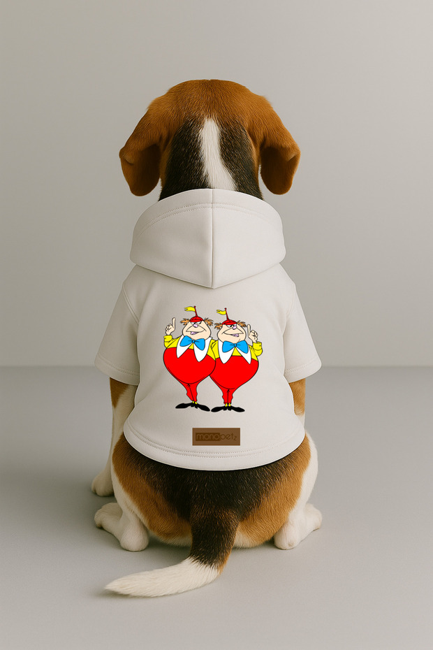Printed Dog and Cat Outfit & Dress with Fleece Inside - White Color K Hooded Hoodie Bc8A5