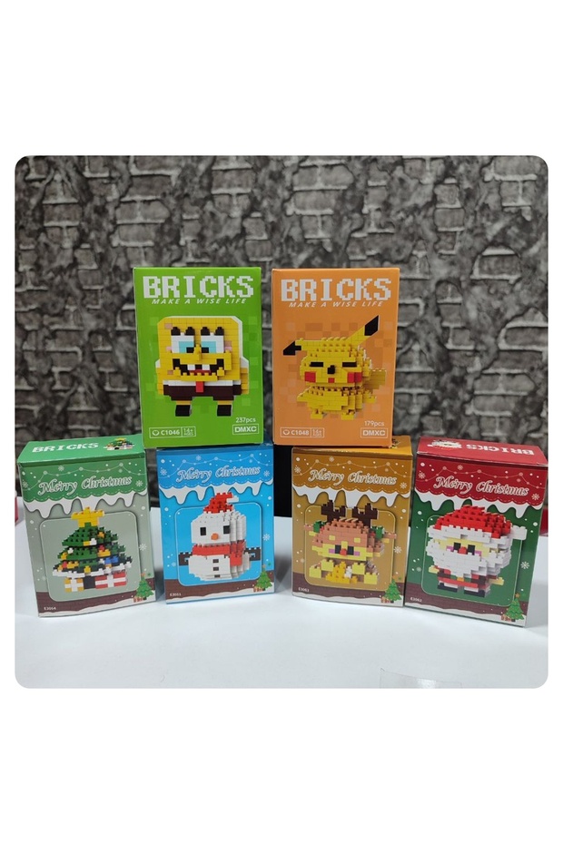 1 ADET Bricks Yılbaşı Temalı,Capybara,Pikachu,Süngerbop Yapı Oyuncak - 1