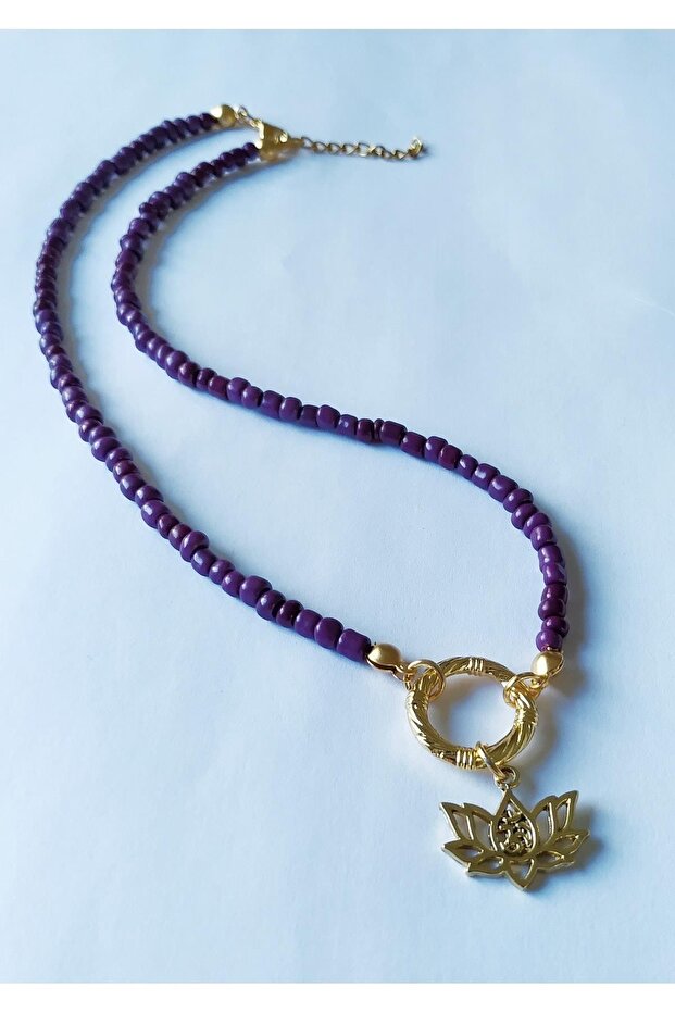 Lotus Çiçeği Boncuklu Kolye - 3