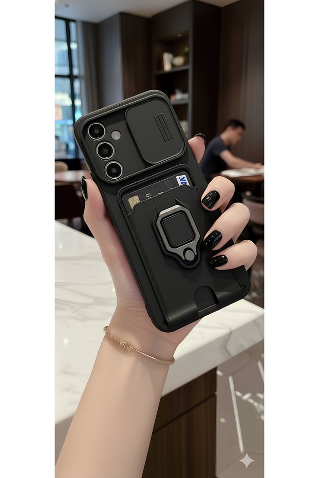 Samsung Galaxy A55 Case Camera Protection Sliding Card Holder Stand Lanyard Colorful Cover