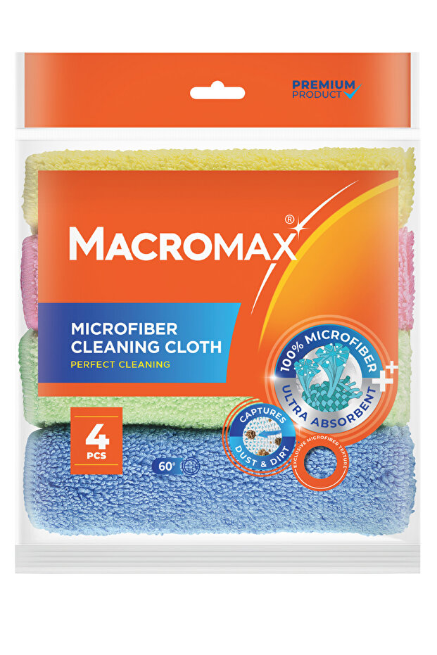 Microfibre Cleaning Cloths 4 Pack Multi-Purpose Dusting Cloths