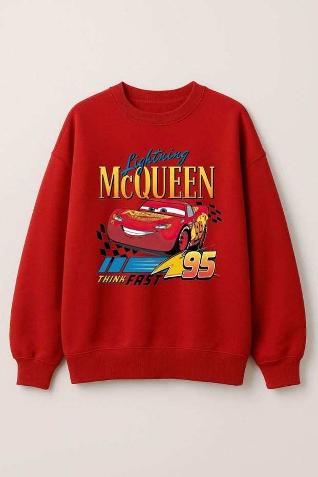 Red Unisex Women Men Dtf Printed Oversized Sweatshirt