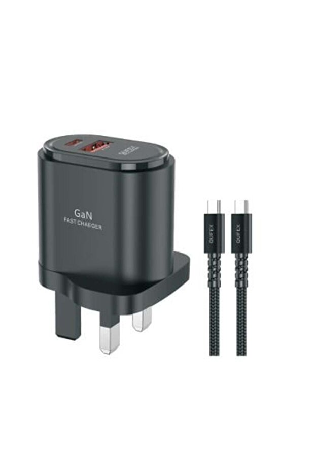 شاحن حائط سريع وآمن بقوة 43 وات PD+USB مع كابل PD إلى USB-C