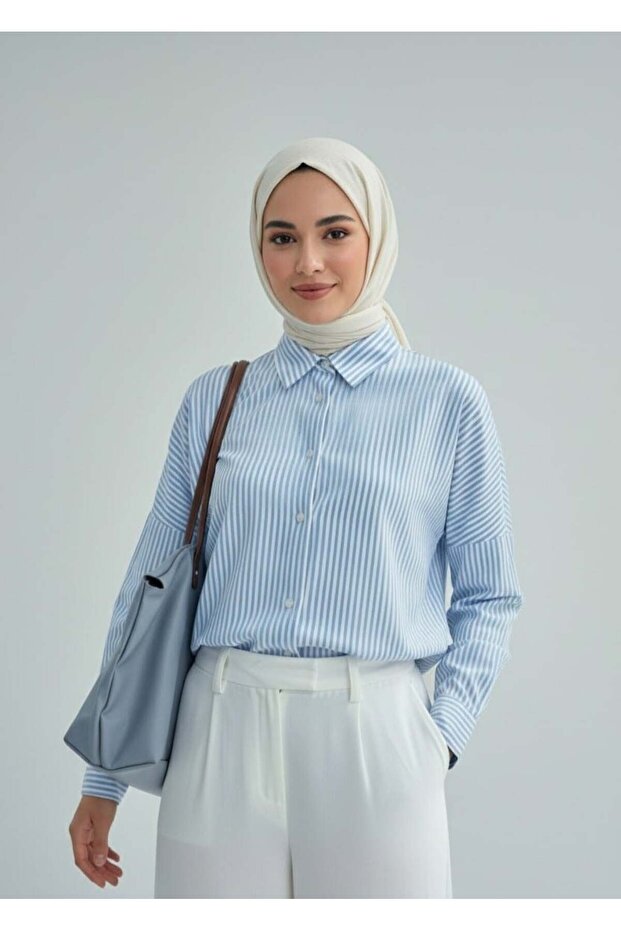 Kadın Oversize Uzun Basic Gömlek - 1
