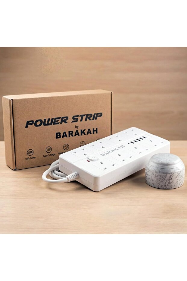 Power Strip with Surge Protection, 5 USB Ports & 1 Type-C Port, 2m Cord (White)