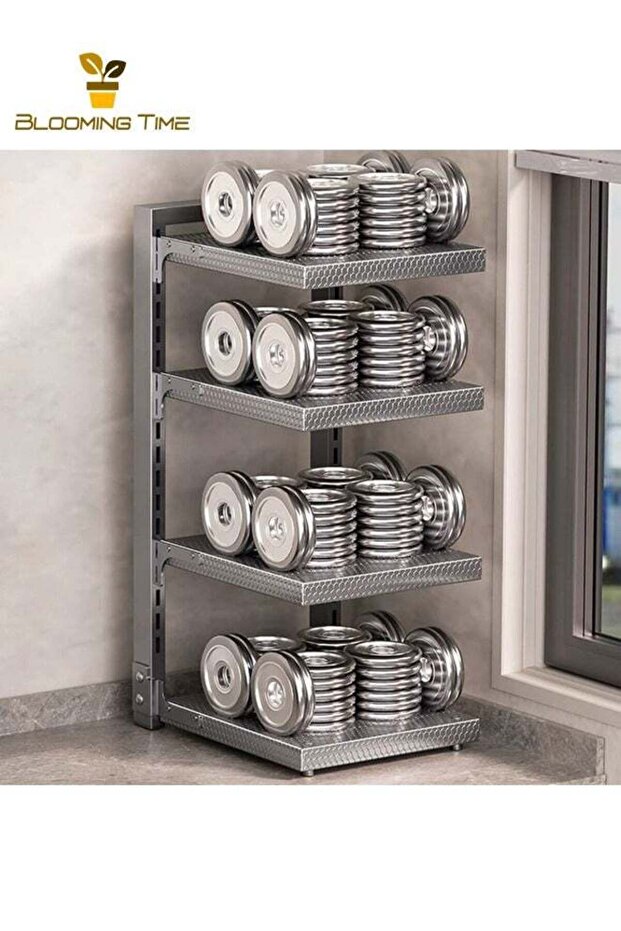 رف تخزين مطبخ متعدد الطبقات أحادي الجانب - أسود - 4