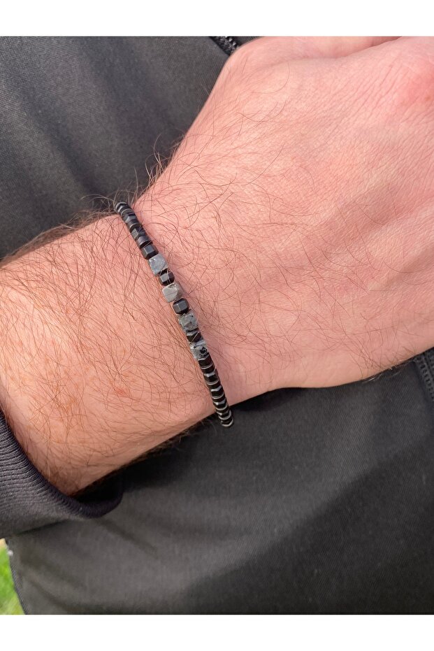 Natural Stone Çelikm Men's Bracelet Smoked Color