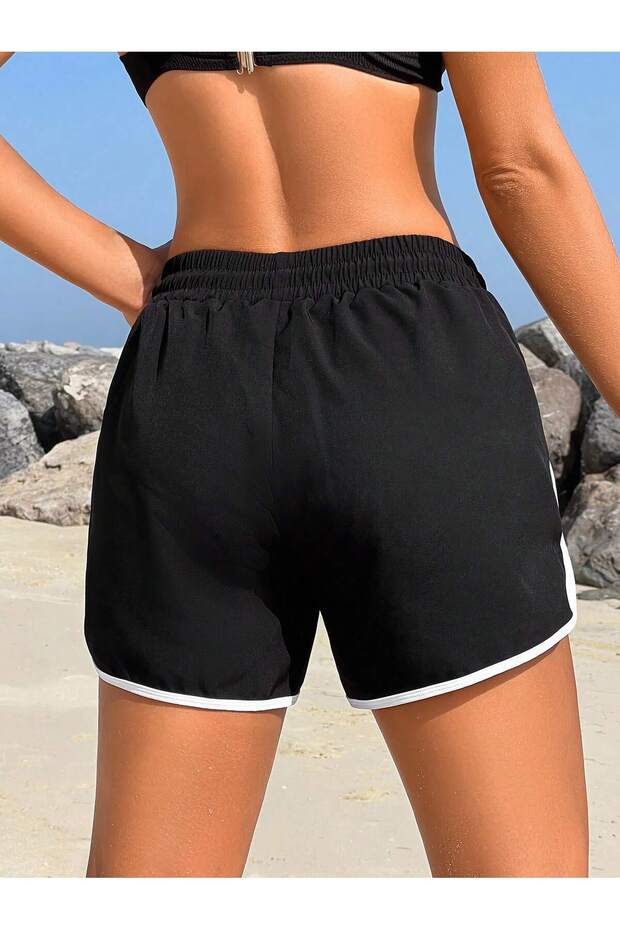 Kadın Biyeli Penye Mini Şort - 4