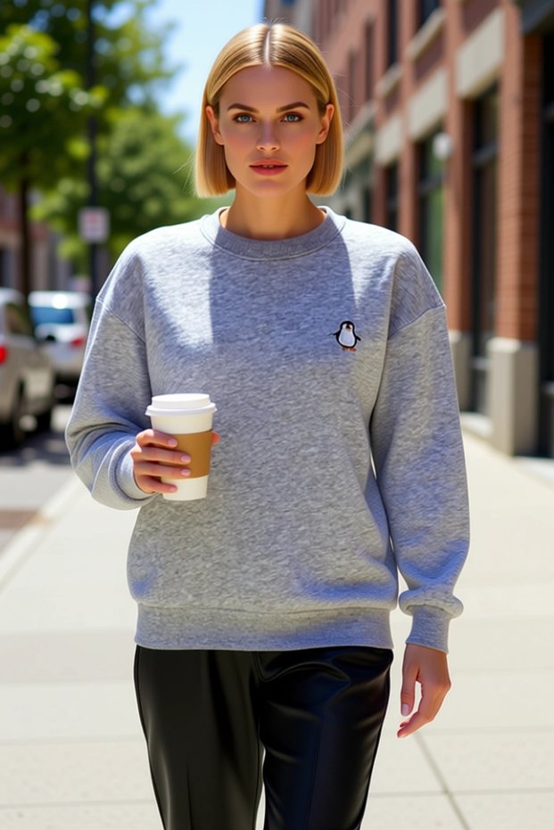 Women's Crew Neck Low Sleeve Embroidered Regular Fit Knitted Sweatshirt Functional Durable Stylish