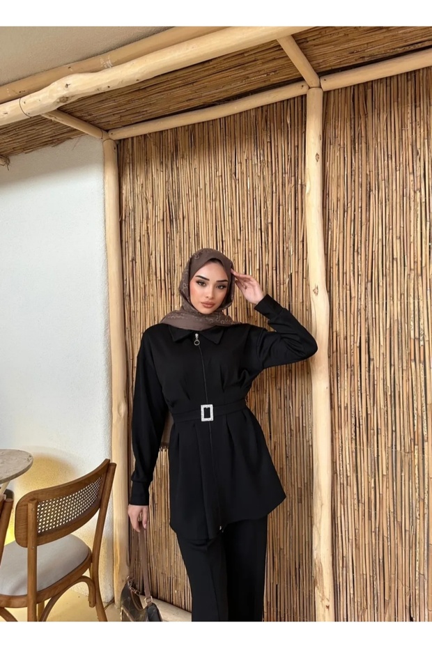 Almeda Top and Bottom Set with Zipper Detail