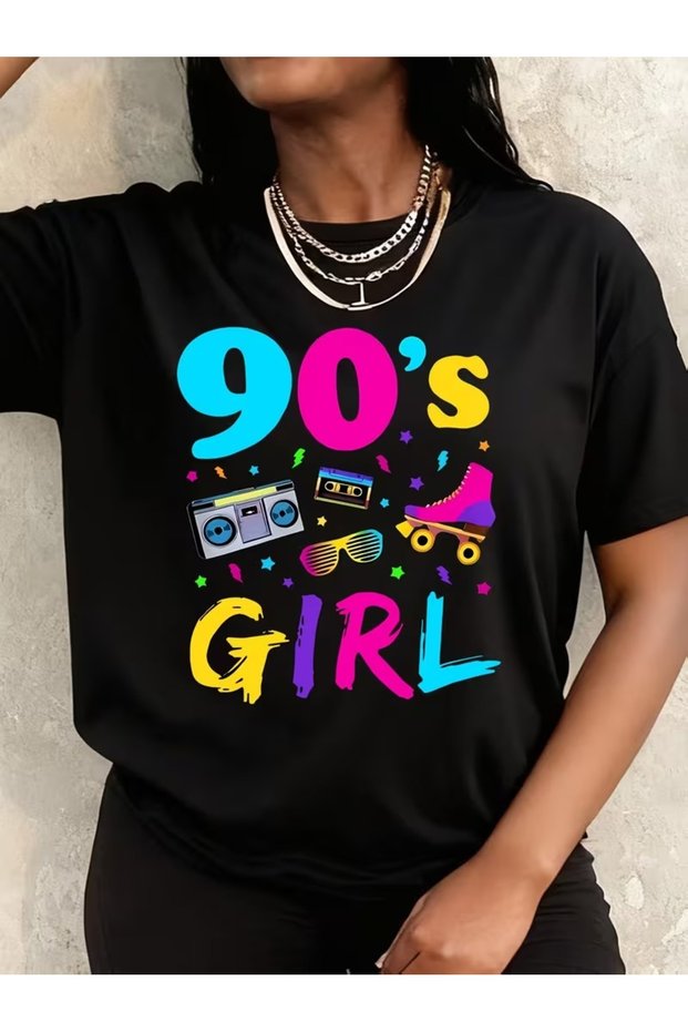 90S Retro Graphic Printed Women t Shirt