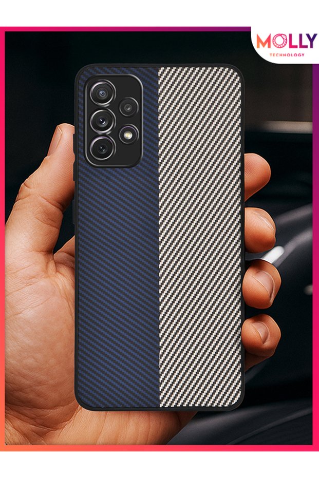 Navy Blue - Gray Carbonsplit Silicone Case for Samsung Galaxy A13