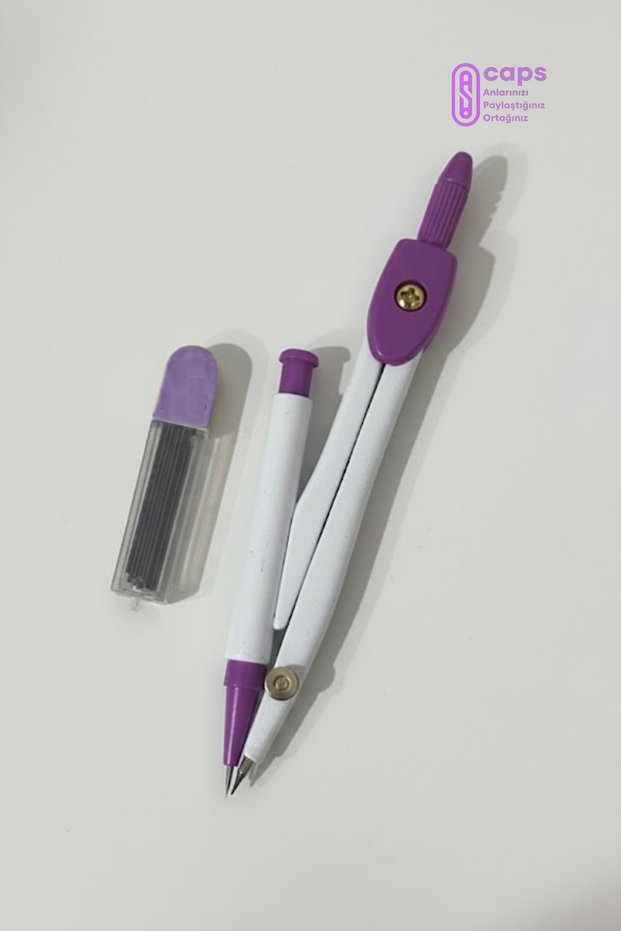 1 Piece Purple Color Transparent Boxed Metal Tip Compass Set - Stationery & Office Compass