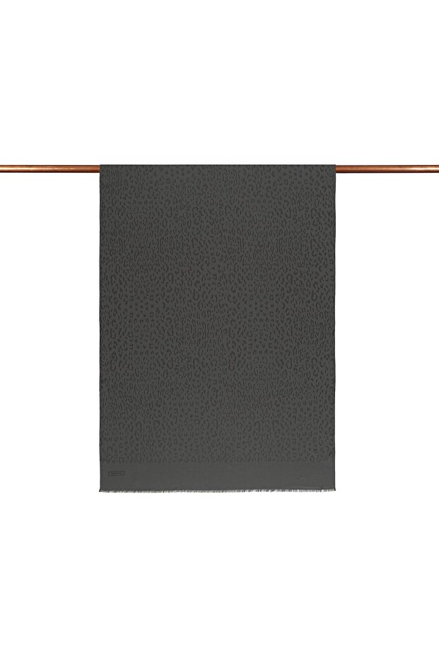 Monogram Shawl - Leopard Pattern - Smoked - 2