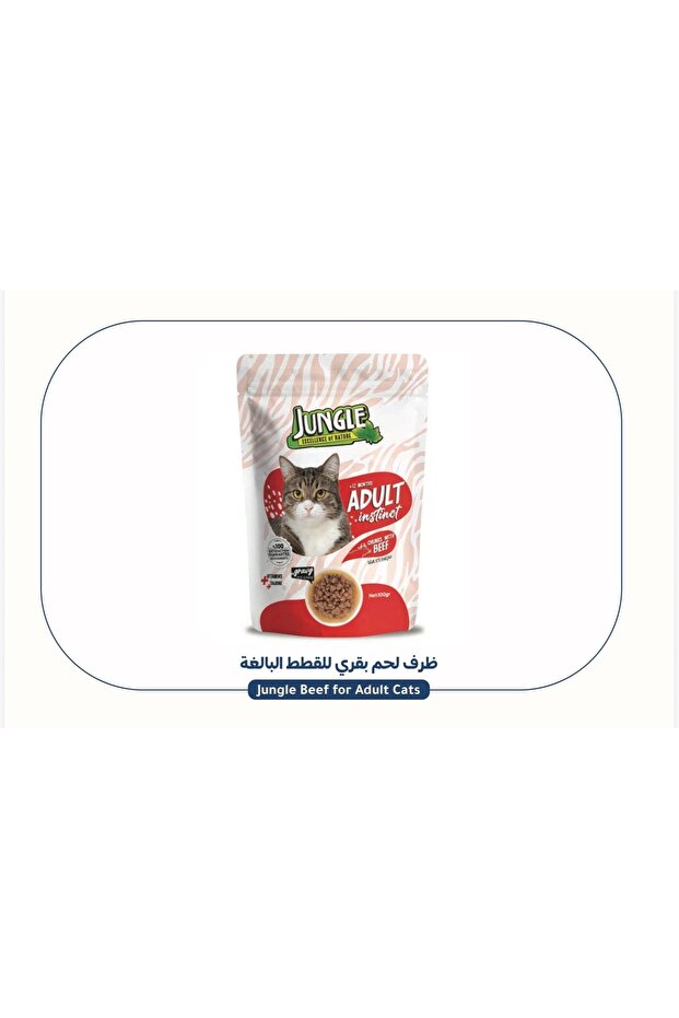 جنغل طعام رطب للقطط باللحم البقري ١٠٠غ