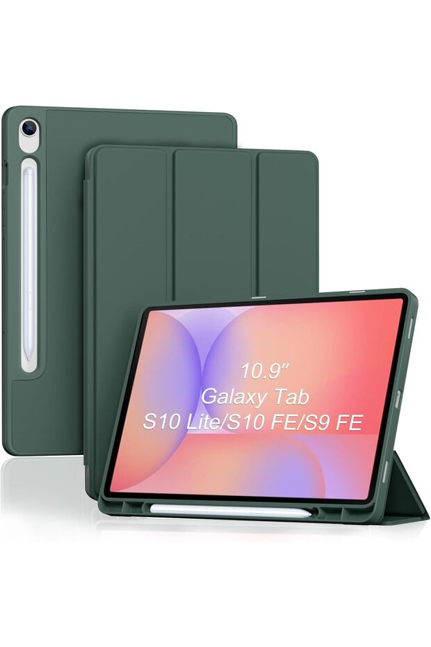 Smart Case for Galaxy Tab S10 Lite/S10 FE/S9 FE 10.9" with S Pen Holder - Mgreen