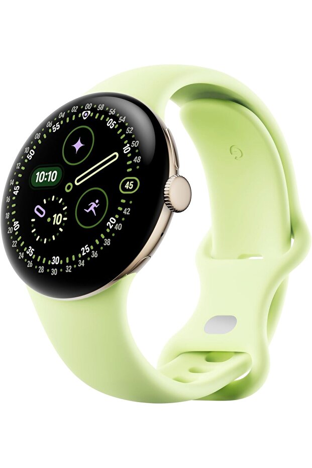 Pixel Watch 4 (41 mm) — Champagne Gold Aluminium, Lemongrass Band, Wi‑Fi