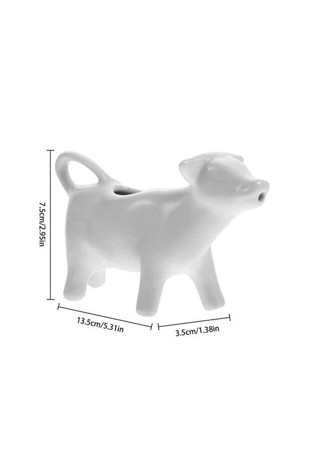 White Pitcher Milk Creamer Ceramic Jug Cow Coffee Cup Sauce Gravy Dispenser Pourer Frothing Mini Con