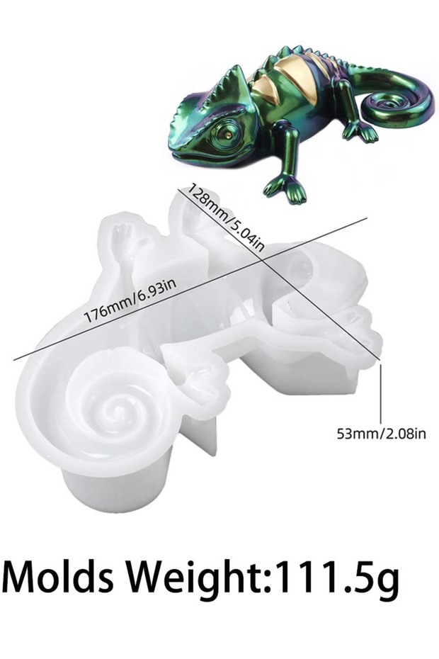 mold 17cm 3D Chameleon Lizard Silicone Mold DIY Handmade Reptile Figurine Home Decoration Tabletop D