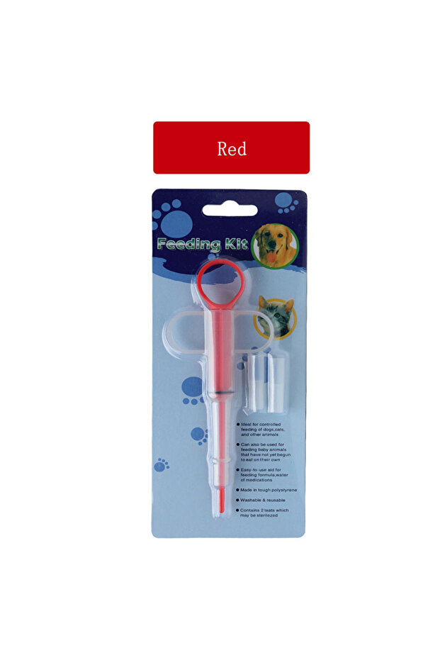 red Pet feeding syringe safe and comfortable pet cat dog feeding medicine stick deworming liquid med