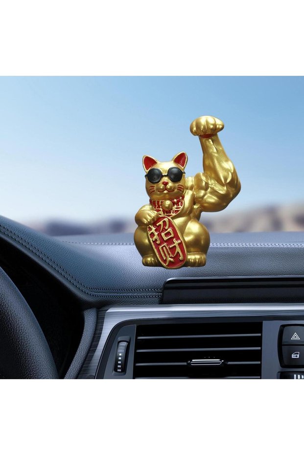 Left Arm 1Pc Big Muscle Arm Lucky Cat Figurine Collectible Resin Crafts Feng Shui Decoration for Des