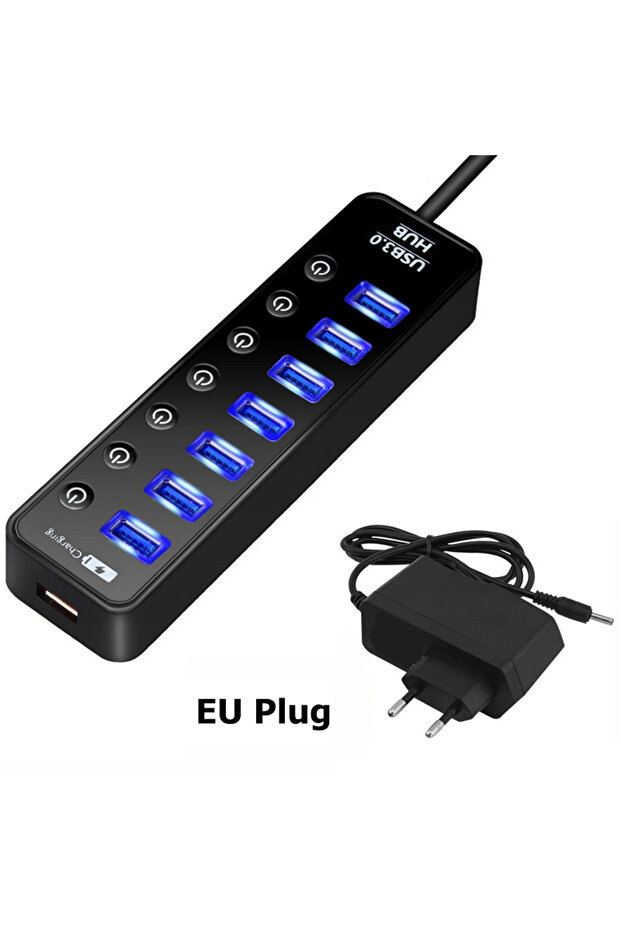7 منافذ مع قابس الاتحاد الأوروبي USB HUB 3.0 4 7 منافذ شاحن الهاتف الذكي متعدد لأجهزة Ipad MacBook Pro الكمبيوتر الشخصي
