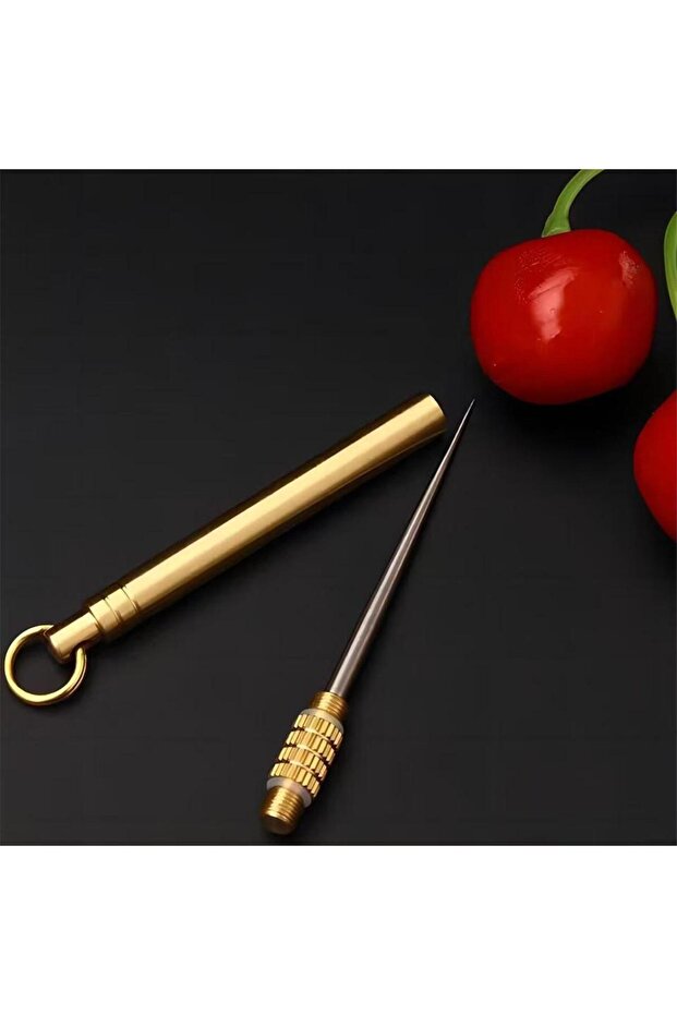 High-end multi-functional brass one-piece toothpick, fruit keychain, dental cleaning wonder, port...