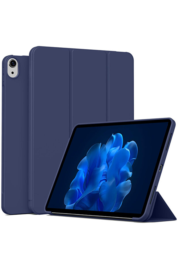 جراب سيليكون ناعم باللون الأزرق البحري لجهاز iPad Air 4/5/6/7، لأجهزة iPad الجيل الرابع والخامس والسادس والسابع 2020 2022 2024 2025