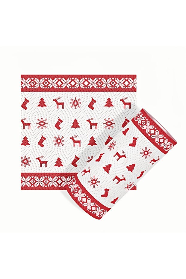Holiday season Red Christmas Kitchen Paper Towels Thick 3 Ply Disposable Cleaning Roll Strong Absorb