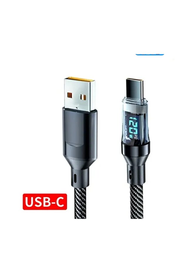 كابل عرض رقمي مزدوج USB C بطول 2 متر، مزود بمنفذ USB A إلى Type C، وقوة 120 واط، وشحن سريع PD، وكابل USB Type C إلى Type-C