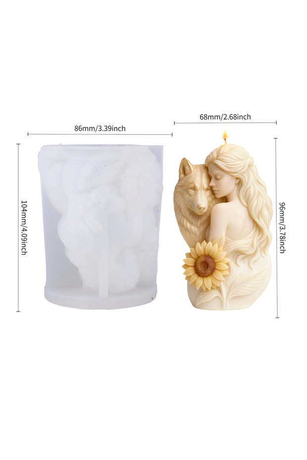 Wolf Goddess The Wolf Girl Sunflower Candle Mold is made of flexible silicone, making it easy to unm