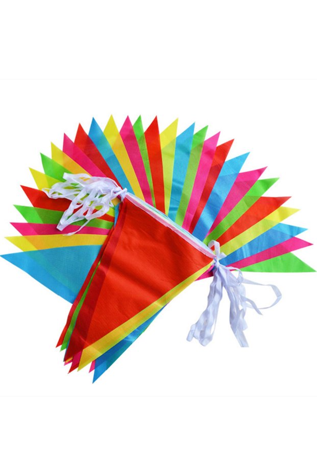 14x18cm(50M100 flags 100M Multicolored Bunting Banner Triangle Flags Nylon Fabric Pennant Festival O