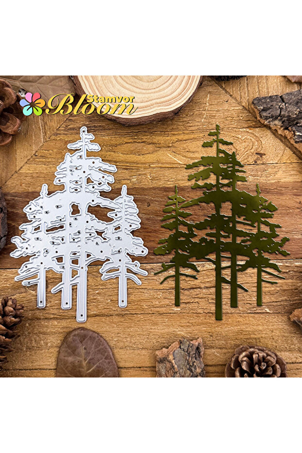 قوالب قطع معدنية أصلية بتصميم غابة الصنوبر بتصميم ريترو، مناسبة لقص ونقش القصاصات والزخرفة