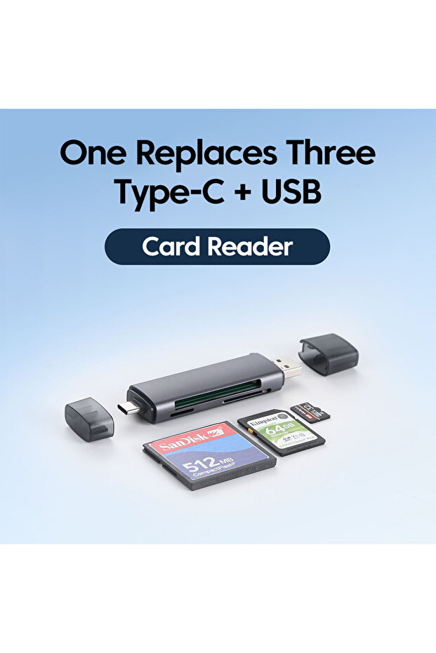 5 في 1 قارئ بطاقات USB Type c وقارئ بطاقات Micro TF وCF ومحول USB وقارئ بطاقات USB 2.0 وTF Me