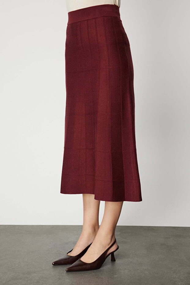 Dikişli Maxi Boy Triko Etek - 5