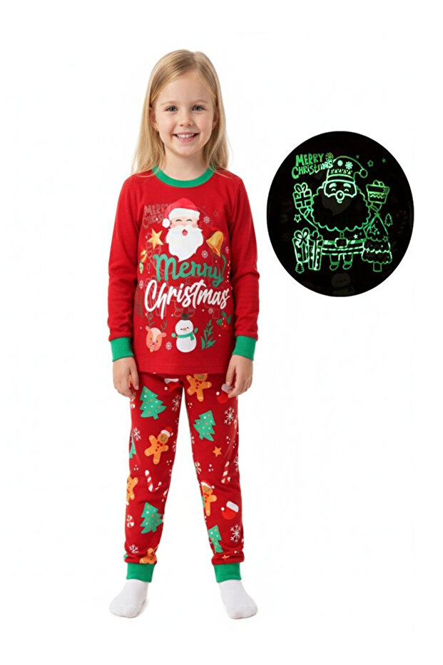 Unisex Red Gingerbread Tree Glow Christmas Pajamas
