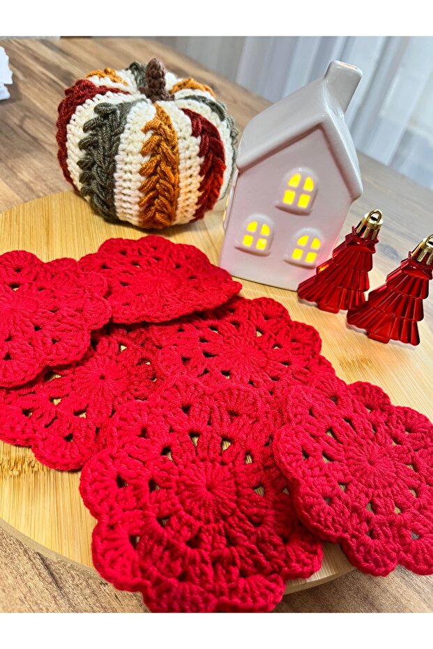 Knitted Coaster Cup Mat 6 Pieces